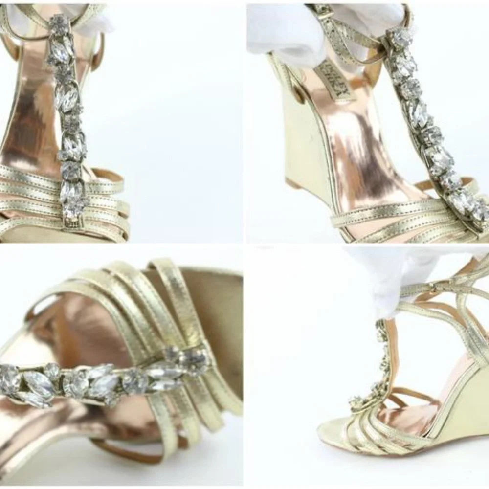 Badgley Mischka Crystal Strappy Wedges